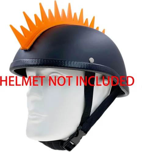 Vista 2 de Punk Mohawk Warhawk - Accesorio de peluca de goma para esquí, patinaje, bicicleta, motocicleta, scooter, casco de motocicleta (Zigzag - naranja neón)