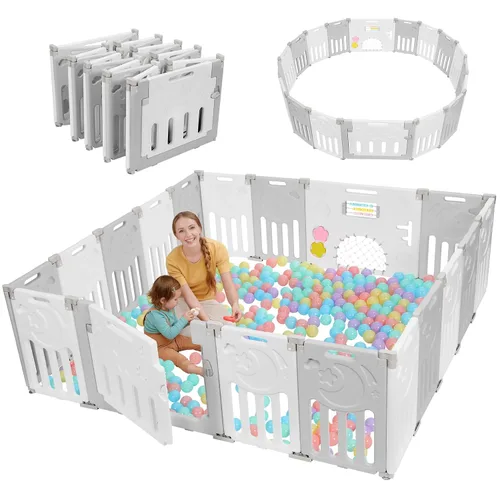 Vista 15 de Corralito para bebés Dripex, corral plegable de 10 paneles para bebés y niños pequeños, área de juego portátil ajustable, centro de actividades