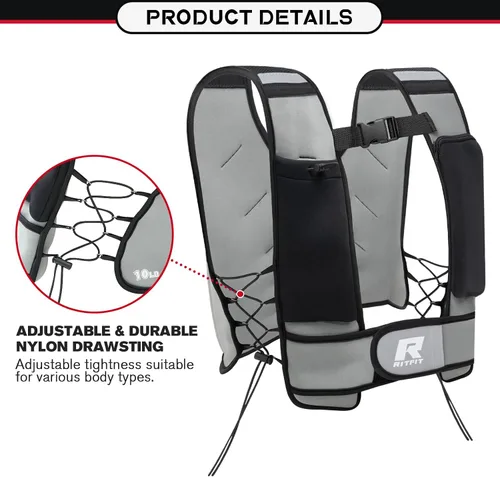 Vista 5 de RitFit Weighted Vest, 4lb/8lb/10lb/12lb/15lb/20lb Weight Vest with Reflective Stripes, Weight Vest Adjustable for Women and Men Workout, Strength