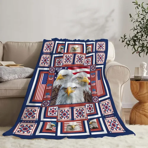 Vista 9 de Manta de águila con la bandera estadounidense y águila calva, regalos para niños, niñas, niños, adultos, mujeres y hombres, suave, acogedora, cálida