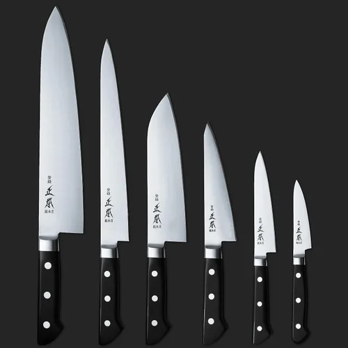 Vista 6 de MASAMOTO VG Cuchillo de chef japonés de 7.1" (180mm) Gyuto Cuchillo profesional de chef, hoja de acero inoxidable japonés ultra afilada, mango