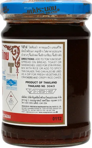 Vista 3 de Pasta de chile tailandés Mae Pranom 8oz. (M) Producto de cocina de comida tailandesa de Tailandia