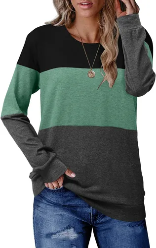 Vista 2 de CRAZY GRID Womens Trendy Long Sleeve Shirts Casual Loose Soft Sweatshirt Fall Tops