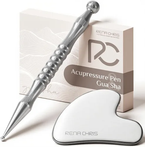 Vista 7 de Rena Chris Stainless Steel Acupuncture Pen, Manual Reflexology Tools for Muscle Tension and Pain Relief, Acupressure Pen with Reflexology Chart &