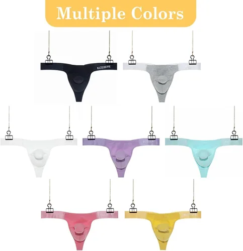 Vista 6 de 4UFIT Tangas de algodón para hombre, suaves, transpirables, con nariz de elefante, ropa interior de tiro bajo, con espalda en T
