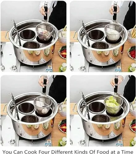 Vista 3 de Olla para Pasta De Acero Inoxidable, Juego De Olla para Pasta Con Cesta para Insertar, 4 Agujeros