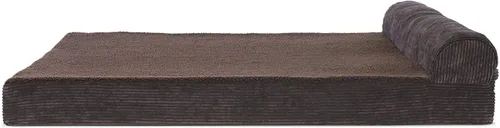 Vista 27 de Furhaven Cama de espuma viscoelástica para perros grandes con refuerzos extraíbles y funda lavable, para perros de hasta 95 libras - Sofá de Gris