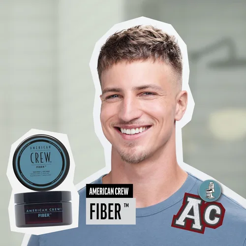 Vista 2 de American Crew Fibra capilar para hombre, como gel de peinado con alta sujeción y bajo brillo, tamaño de viaje, relleno de calcetines para él, 1.7