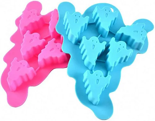 Vista 5 de Juego de 3 bandejas de cubitos de hielo fantasma, moldes de silicona fantasma para fiesta de Halloween, fondant de chocolate, gelatina de caramelo