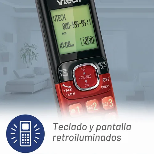 Vista 3 de Teléfono inalámbrico VTech DECT 6.0, Rojo