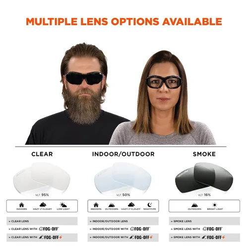 Vista 6 de Ergodyne Skullerz Loki Spoggles Gafas de Seguridad Convertibles Antiarañazos - Incluye Junta y Correa para Convertir a Gafas Protectoras, Antivaho