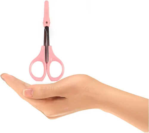 Vista 5 de Tijeras de 4 pulgadas curvas para manualidades, para cejas, pestañas, extensiones, de acero inoxidable, 1 unidad