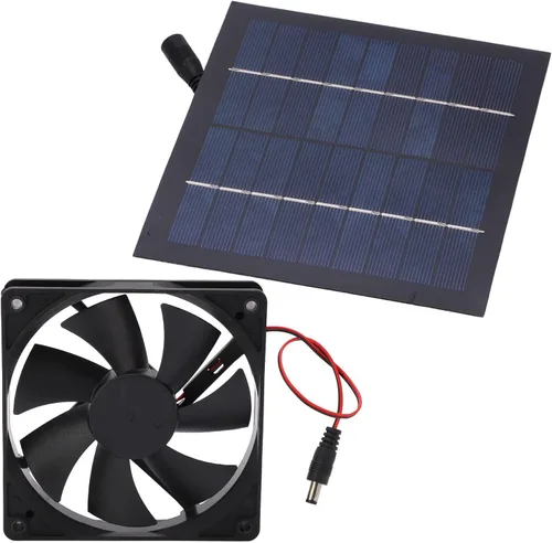 Vista 7 de plplaaoo Ventilador solar de 20 W, impermeable IP65, tasa de conversión del 20%, negro, para exteriores, diseño moderno, ventilador de escape