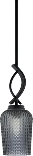 Vista 144 de Toltec Lighting Cavella Stem Colgado Mini colgante, acabado grafito, vidrio de muselina blanca de 4 pulgadas