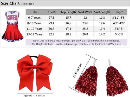 Vista 7 de GRAJTCIN Disfraz de animadora para niñas, disfraz de Halloween, uniforme de animadora de 6 a 14 años