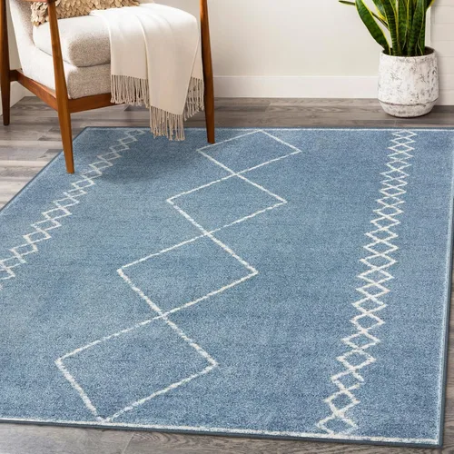 Vista 14 de LUXE WEAVERS - Alfombra geométrica marroquí estilo boho, color gris, tamaño 8 x 10, Daphnes 2735