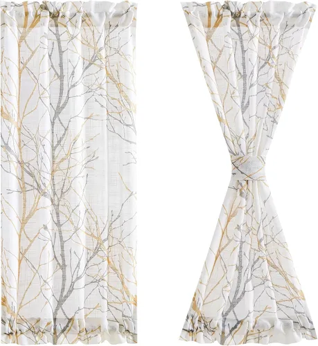 Vista 9 de Fmfunctex - Cortinas con estampado de ramas para puerta