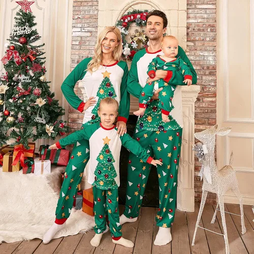 Vista 3 de Mumetaz Pijamas de Navidad para la familia, conjunto de árbol a cuadros, muñeco de nieve, rayas, reno, Papá Noel, pijamas para mujer y hombre, ropa