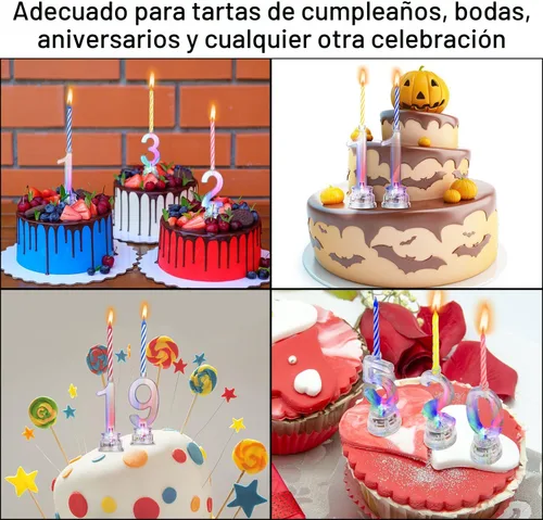 Vista 7 de Boao El juego de 50 velas de número de cumpleaños incluye 10 velas LED multicolor intermitentes con carcasa transparente y 40 velas de cera