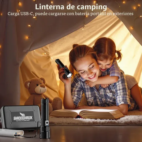 Vista 8 de Linterna 20000 Lúmenes Altos Recargable - Luz LED Flash Súper Brillante de 30W Haz de 5000ft y 12H de Larga Duración USB C Linterna de Policía