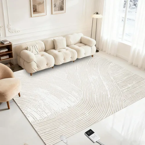Vista 12 de Alfombra térmica eléctrica de 4.6 x 6.6 pies, alfombra de felpa suave con temporizador, calentamiento rápido para oficina, sala de estar, comedor