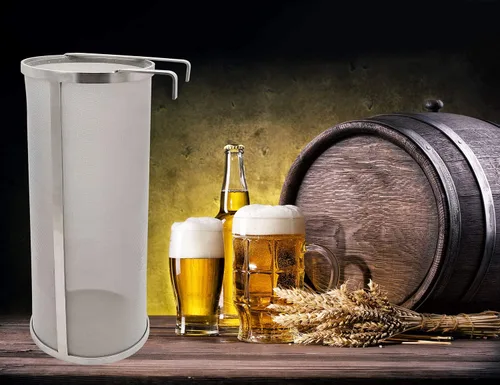 Vista 6 de Hop Hopper - Filtro de cesta de araña para cerveza casera, cerveza y té, fermentador, acero inoxidable 304, malla de 300 micrones, 4 x 10 pulgadas