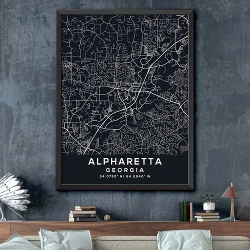 Vista 2 de Map of Alpharetta, Georgia, Evening (36x48)