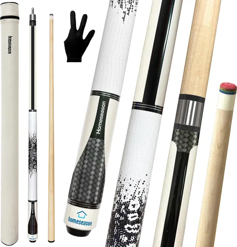 Vista 9 de HomeSeason 58in 2-Piece Pool Cue, 18/19/20/21oz Professional Maple Billiards Stick 3D Printed Lizard Grip with Case, 12.5mm Tip Stainless Steel 18oz