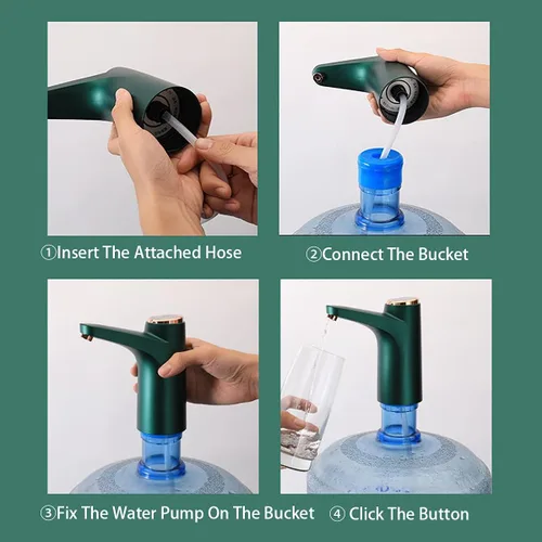 Vista 3 de Bomba de agua para botella de 5 galones Dispensador de agua portátil con carga USB (Amarillo)