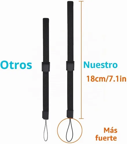 Vista 3 de Pluxen Correa de muñeca ajustable compatible con cámara de teléfono con control remoto Wii 2 negro