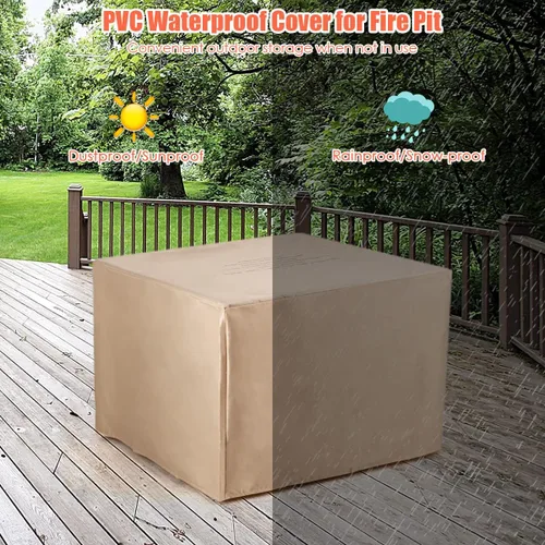 Vista 8 de Tangkula Patiojoy Juego de sofá de ratán para exteriores de 6 piezas con mesa de fuego de gas propano de 30 pulgadas, mesa de cerámica para fuego