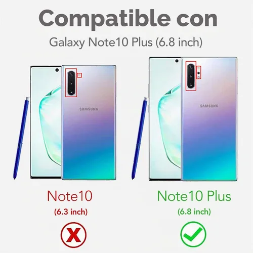 Vista 2 de Funda para Samsung Galaxy Note 10 Plus con protector de pantalla, carcasa protectora híbrida de doble capa a prueba de golpes de acrílico para Negro