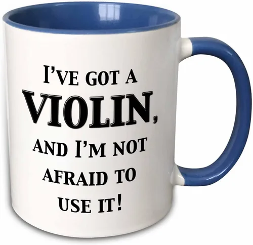 Vista 10 de 3dRose I've Got A Violin and I'M Not Afraid to Use It - Taza de 11 onzas, color negro