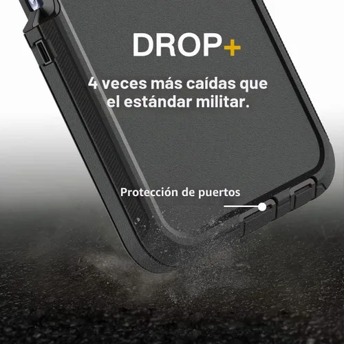 Vista 4 de AICase Funda para Galaxy A03S, resistente protección contra caídas, cuerpo completo, resistente a prueba de golpes y polvo, 3 capas, protección Negro
