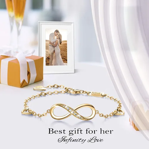 Vista 8 de Billie Bijoux Pulsera ajustable de plata de ley 925 con símbolo de amor infinito infinito para mujer