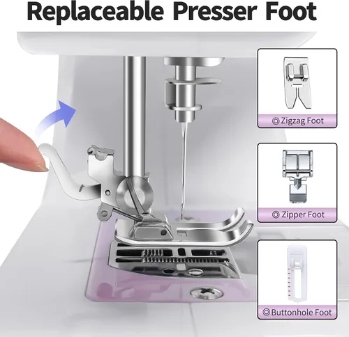 Vista 5 de Máquina de coser KPCB para principiantes, 12 puntadas con costura inversa... (grande, morado)