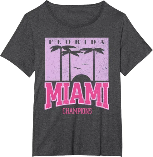 Vista 21 de MIAMI Beach Sunset Camiseta Florida Miami Palm Trees Camiseta Camiseta, Negro