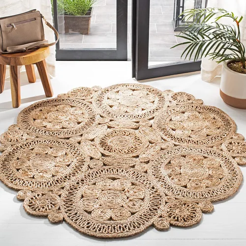 Vista 2 de SAFAVIEH Colección redonda de fibra natural NF167A de 3 pies, redonda, natural, hecha a mano, bohemio, con encanto de yute