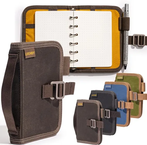 Vista 40 de LOCHBY® Carpeta Field A5 Cubierta de carpeta de 6 anillas Lona encerada resistente al agua Diseño plano Sistema A5 apto para recargar