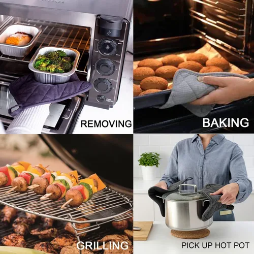 Vista 4 de WCGXKO Almohadillas para horno inspiradas en Baking Show, soporte para olla con bolsillo en ti Mark Get Set Bake (Get Set Bake bl)