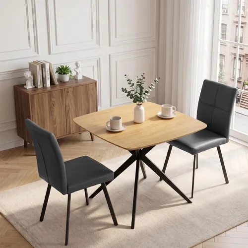 Vista 15 de HIPIHOM Oak Dining Table for Small Spaces, Solid Wood Kitchen Table for 2-4