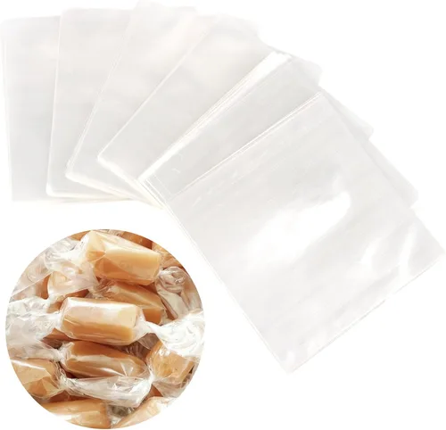 Vista 9 de FOIMAS 600 envoltorios transparentes de celofán para dulces, papel de regalo cuadrado de 5 x 5 pulgadas para caramelos de Navidad, paletas de turrón