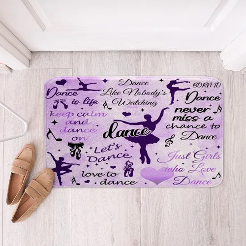 Vista 16 de Alfombras de baño de bailarina para niños, diseño de estrellas y corazones con notas musicales, decoración de habitación de niñas y mujeres