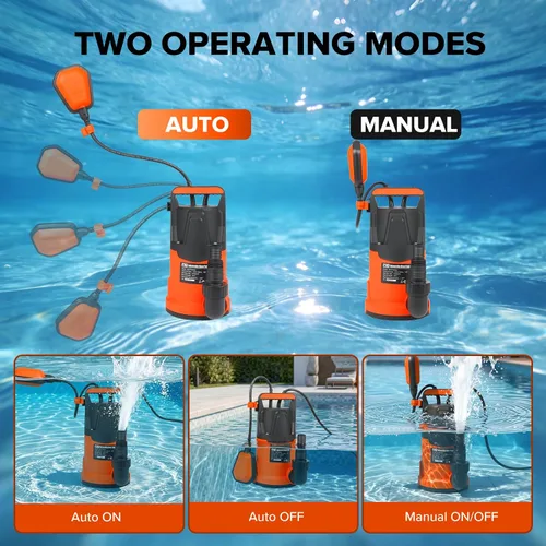 Vista 5 de Prostormer Bomba de agua limpia sumergible 1HP 3700GPH con elevación de 31 pies Bomba de agua con interruptor de flotador automático, impermeable