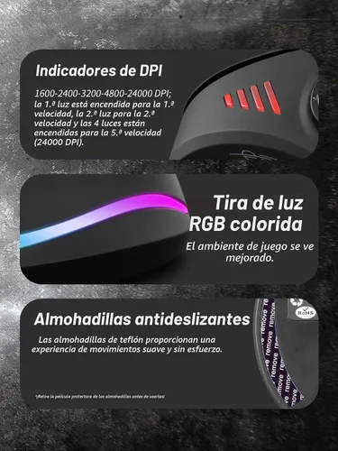 Vista 9 de TKMARS Ratón vertical ergonómico inalámbrico para juegos con joystick, Bluetooth y 2.4G, 12 botones programables, 24000 DPI ajustable, mouse RGB