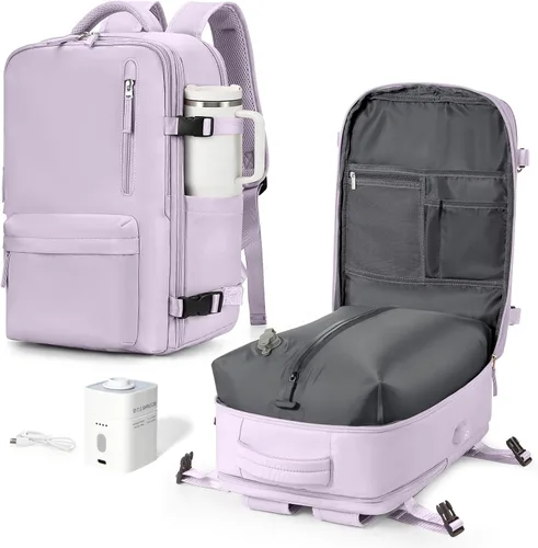 Vista 25 de VGCUB Mochila grande de viaje para trabajo, negocios, mochila para computadora portátil aprobada para vuelo, para mujeres y hombres, mochila