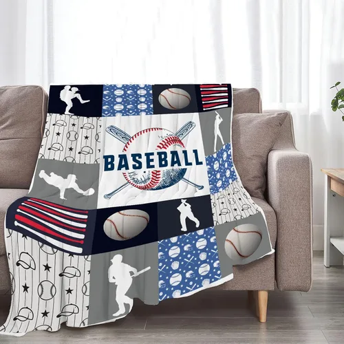 Vista 41 de Manta decorativa de béisbol – Cómodo forro polar de franela de felpa, ligera, cálida, suave, esponjosa, difusa, 40 x 50 pulgadas para niños, niños