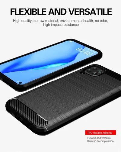 Vista 3 de Asuwish Funda para Huawei P40 Lite con protector de pantalla de vidrio templado y accesorios de celda, delgada TPU silicona protectora Hawaii Nova 6