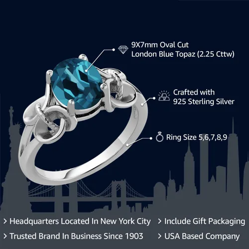 Vista 55 de Gem Stone King Anillo de compromiso ovalado con piedra natal para mujer, plata de ley 925, ovalado de 0.354 x 0.276 in, anillo de compromiso
