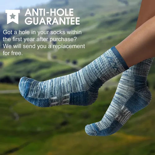 Vista 5 de innotree 3 Pack Men's Merino Wool Hiking Socks, Micro Crew Cushioned Hiking Walking Thermal Moisture Wicking Trekking Socks